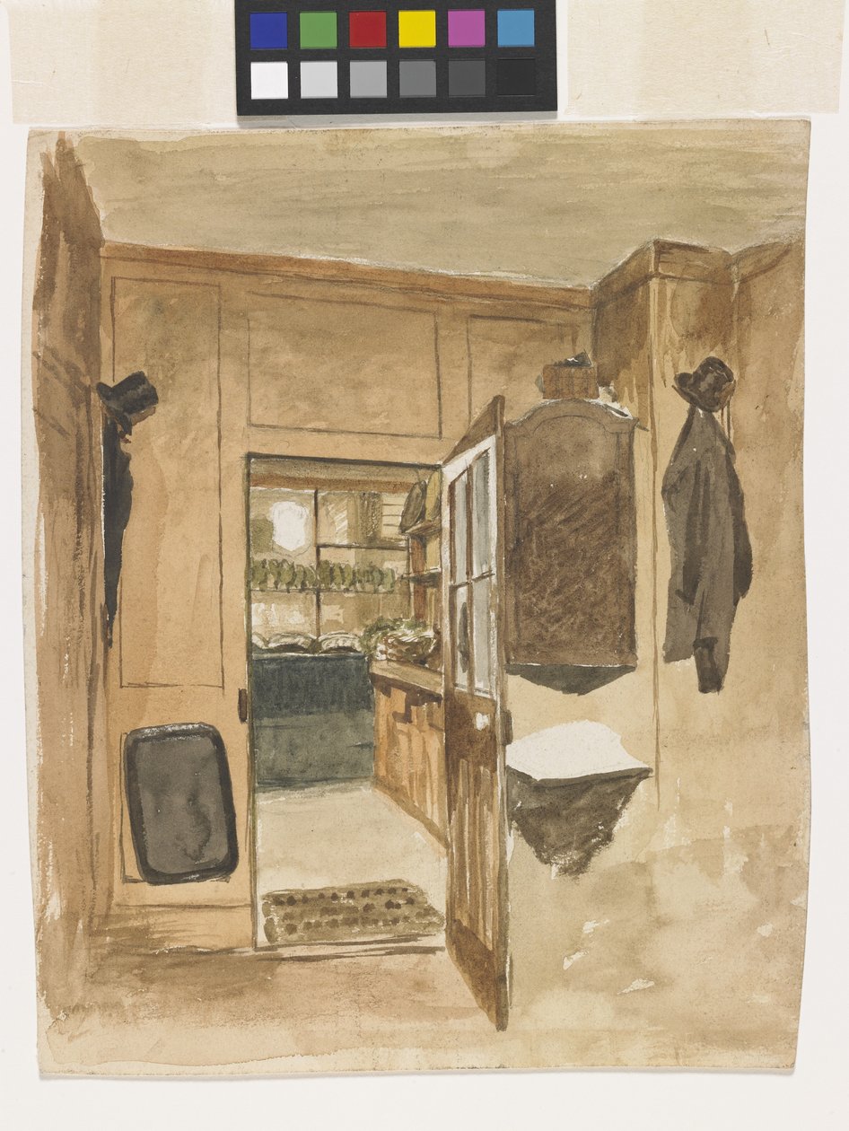 Adams' Lodgings, Londra (kirli beyaz kağıt üzerine kalem üzerine suluboya) by John Otis Adams