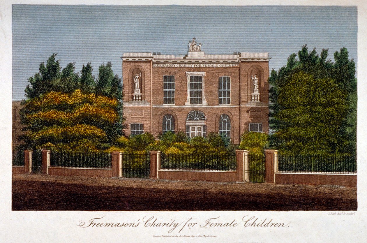 Masonların Kız Yardım Okulu, Westminster Bridge Road, Lambeth, Londra, 1814 by John Pass