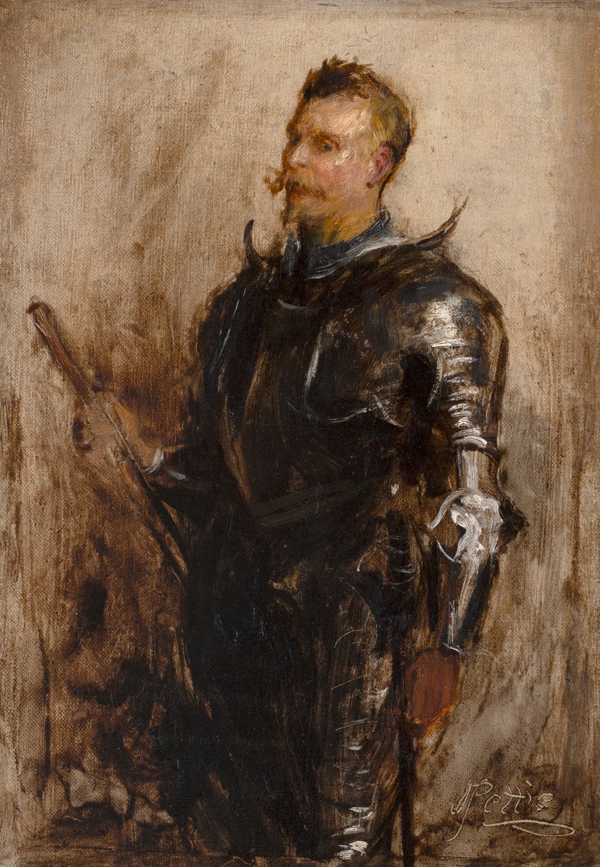 Bir Şövalye Çalışması (tuval üzerine yağlıboya) by John Pettie