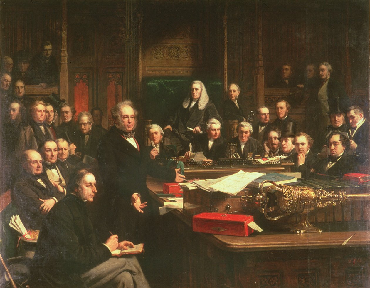 Lord Palmerston, Şubat 1860, 1863'te Fransa Antlaşması Tartışmaları Sırasında Avam Kamarası'na hitap ediyor (ayrıca bkz. 107820-21) by John Phillip