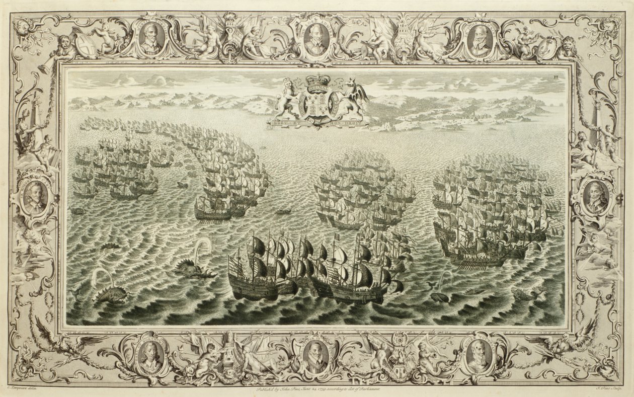 Armada (bir duvar halısından gravür), 1739 by John Pine
