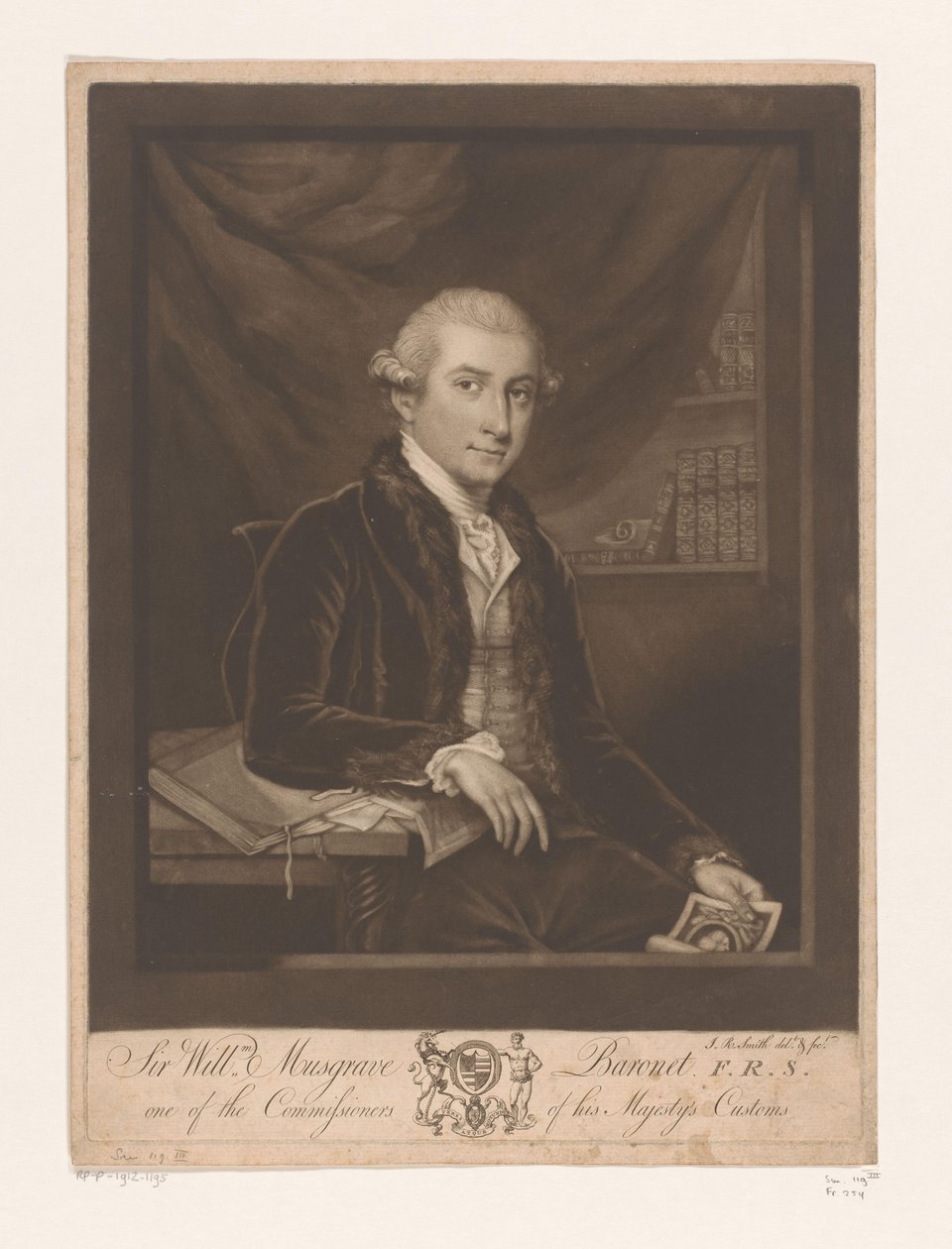 Portret van William Musgrave Sör Willm. Musgrave Baronet F.R.S. Majestelerinin Gümrük Komiserlerinden biri (nesne üzerindeki başlık) by John Raphael Smith