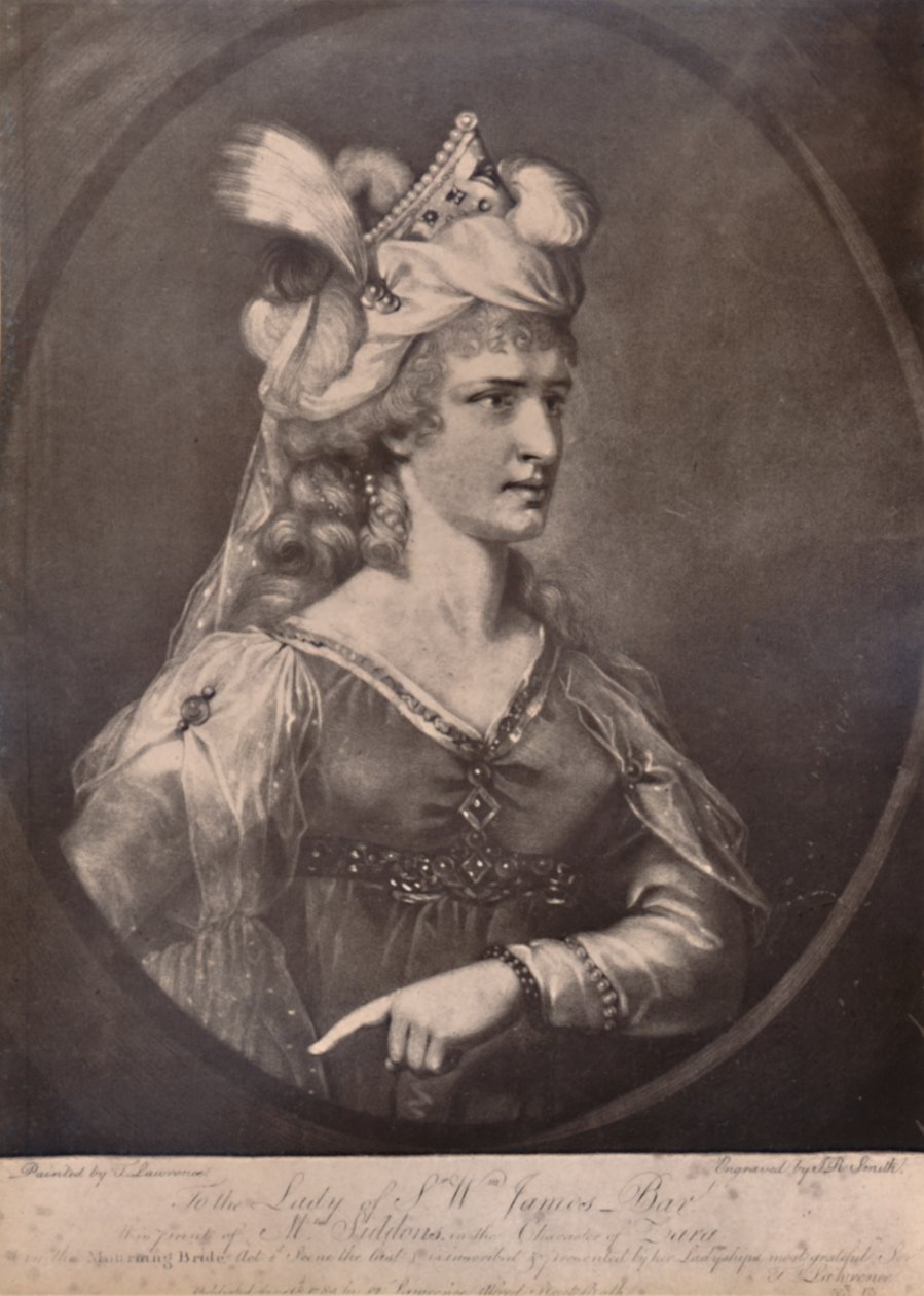 Sarah Siddons, Galli aktris, William Congreves'de Zara rolünde Yaslı Gelin, c1783 1894 by John Raphael Smith