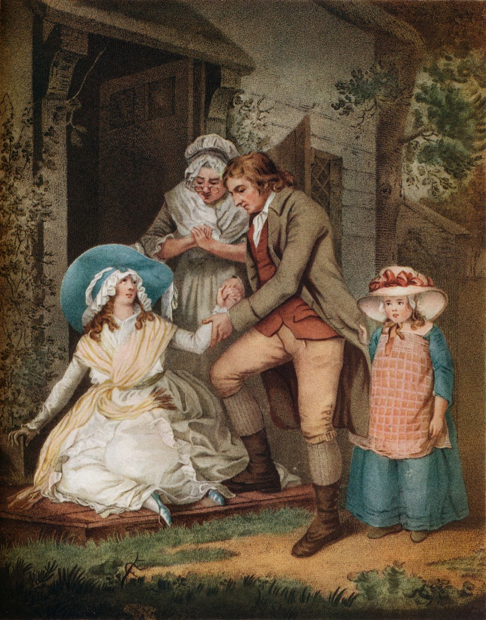 Adil Pişmanlık. Pişmanlık içindeki Laetitia, Ebeveynlerinden Rahatlama ve Koruma Buluyor, c1811 by John Raphael Smith