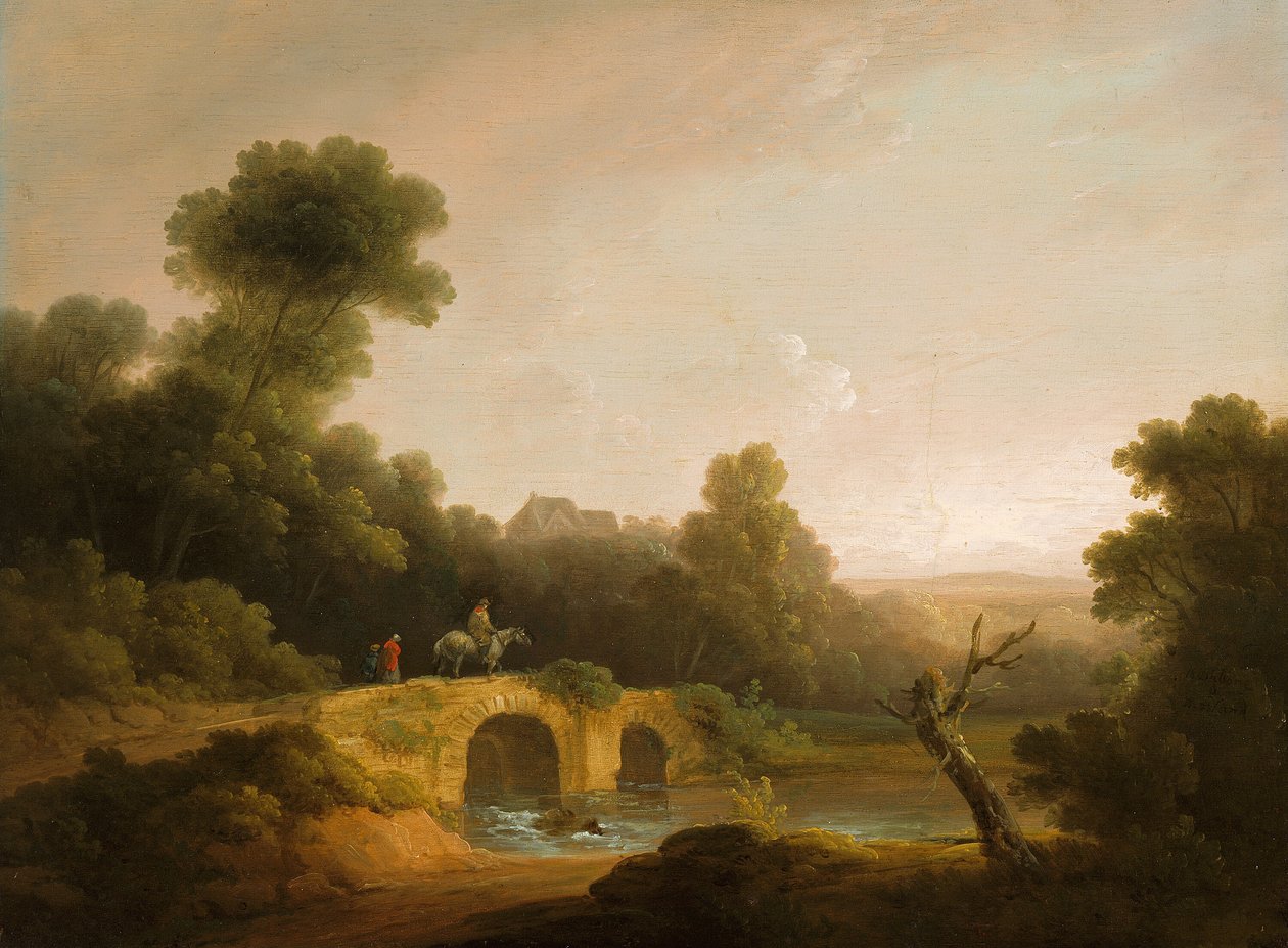 Köprüden Geçen Figürlü Manzara, 17901800 by John Rathbone