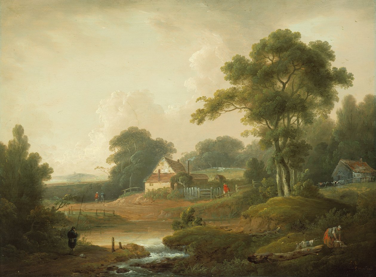 Balıkçı ve Çamaşırcı Kadın ile Manzara, 17901800 by John Rathbone
