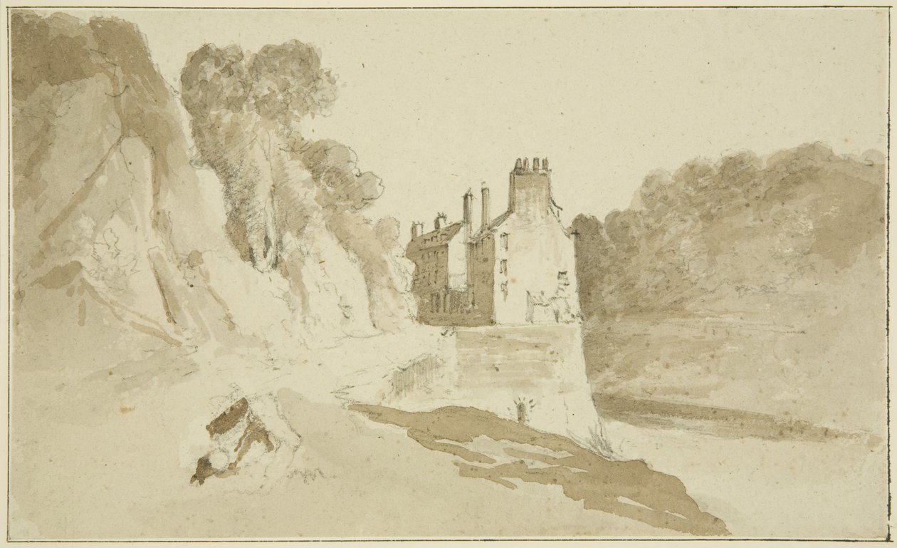 Hotwell House (kağıt üzerine kalem ve sulu boya) by John Reverend Eden