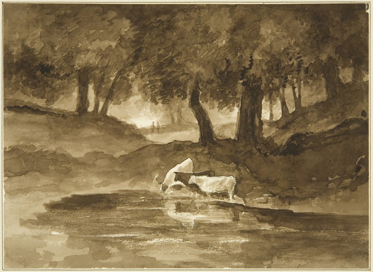 Bülbül Vadisine Bakmak, 1825 dolayları (kağıt üzerine kurşun kalem ve sulu boya) by John Reverend Eden