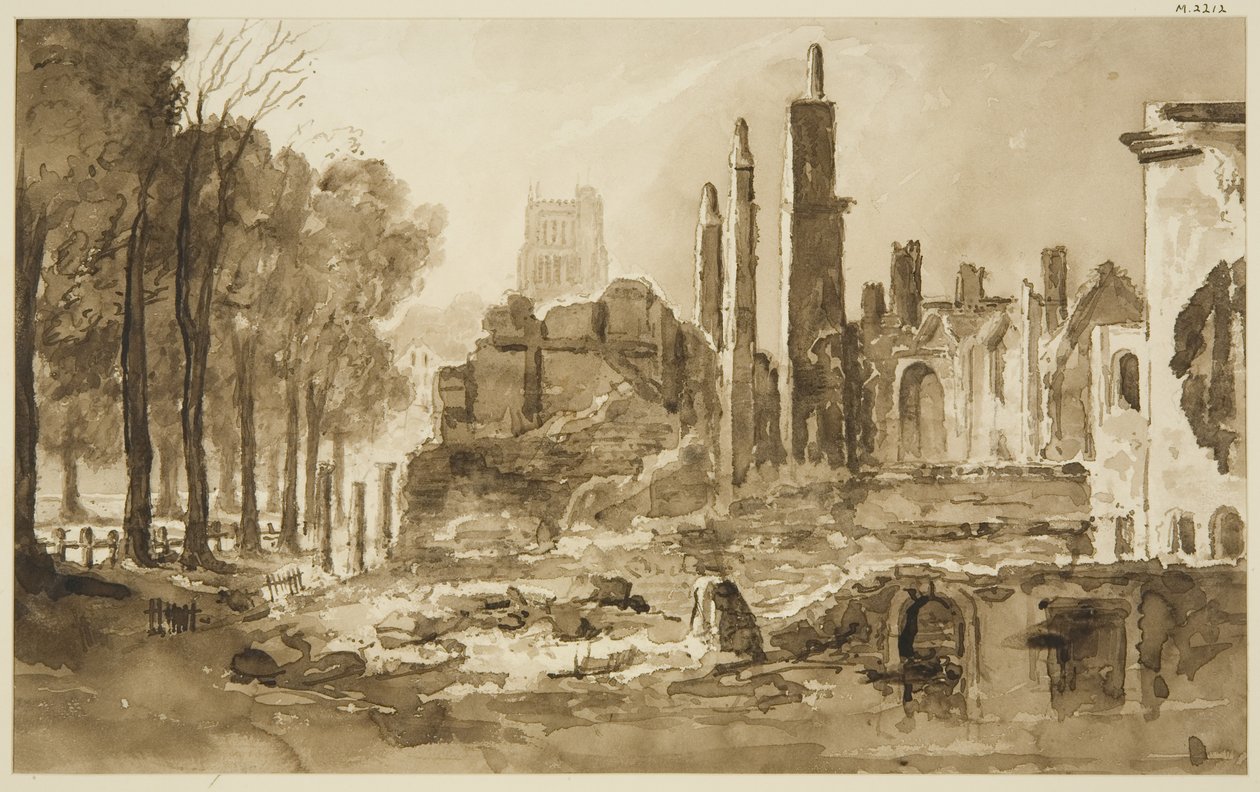 Köşk ve Özel Ev Harabeleri (çizim, sulu boya) by John Reverend Eden