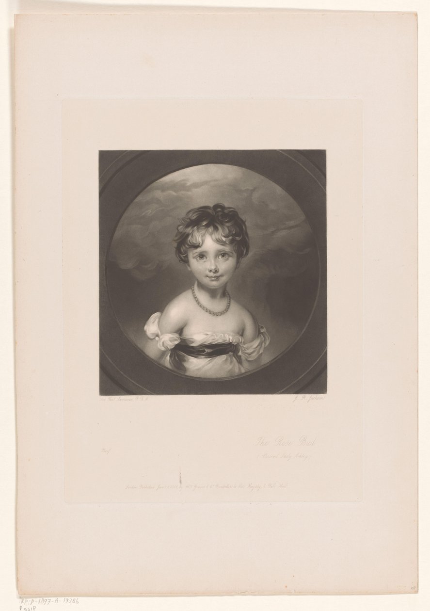 Portret van Emily Ashley-Cooper Gül Tomurcuğu / (Şimdiki Lady Ashley) (nesnedeki başlık) by John Richardson Jackson