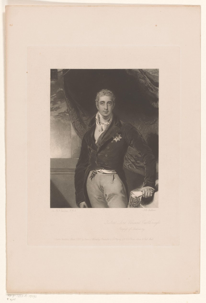 Portret van Robert Stewart Robert Lord Viscount Castlereagh / Londonderry Marki (nesne üzerindeki başlık) by John Richardson Jackson