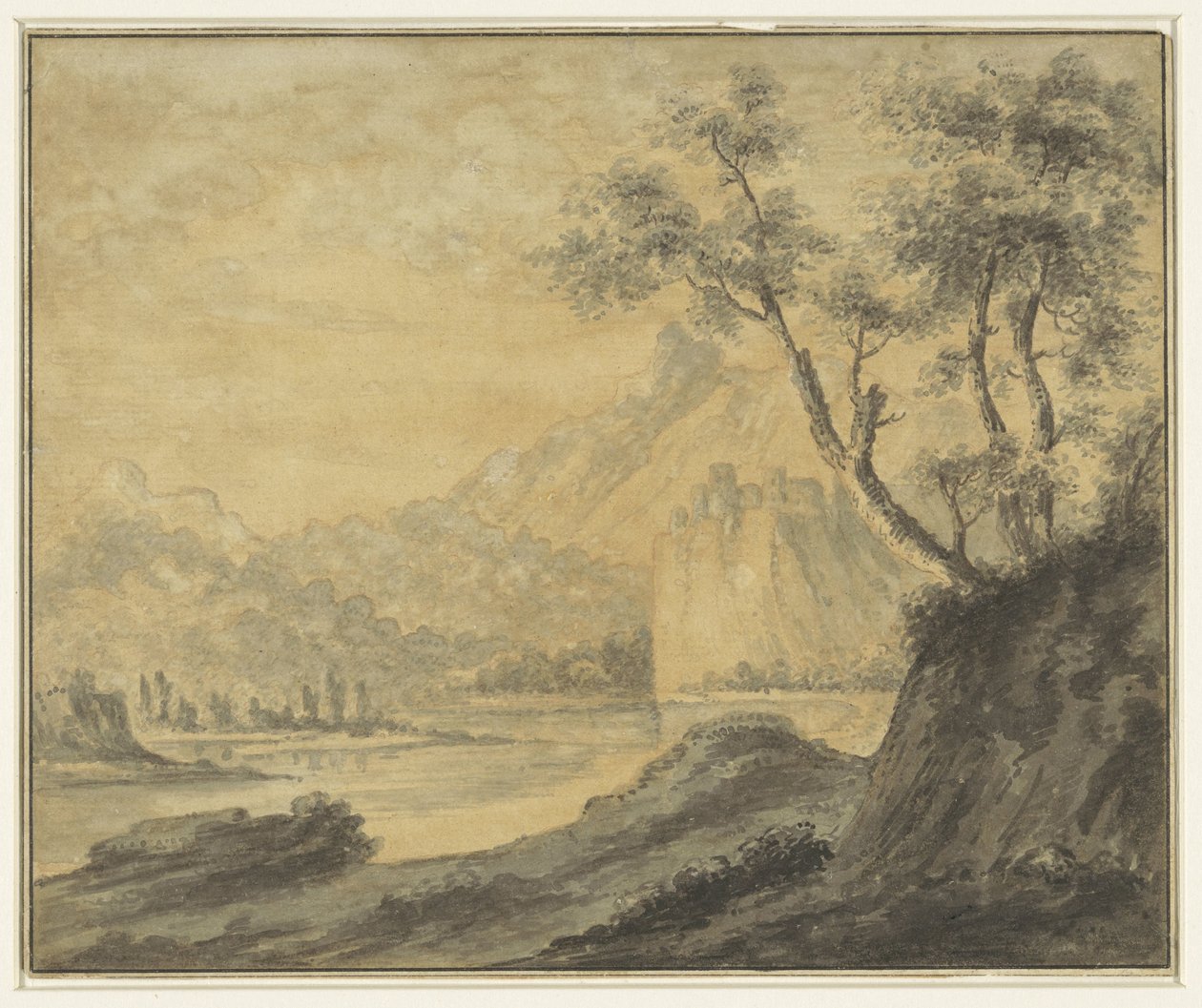Kayalar ile nehir manzarası by John Robert Cozens (manner of)