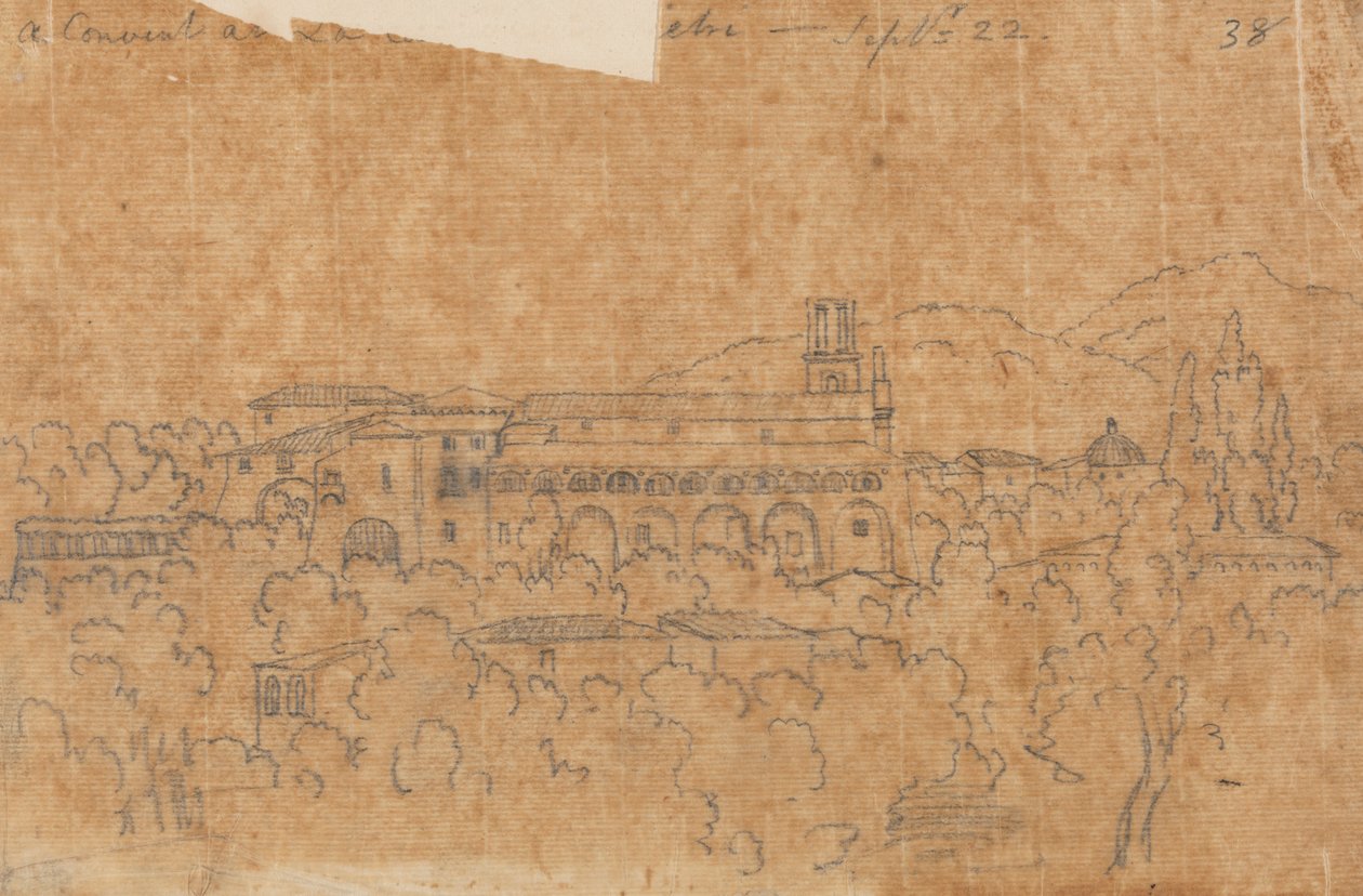 Vietri yakınlarındaki La Cava'da bir Manastır, 22 Eylül by John Robert Cozens