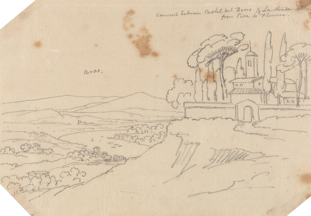 Castel del Bosco ve La Strada Scala Arasındaki Manastır by John Robert Cozens