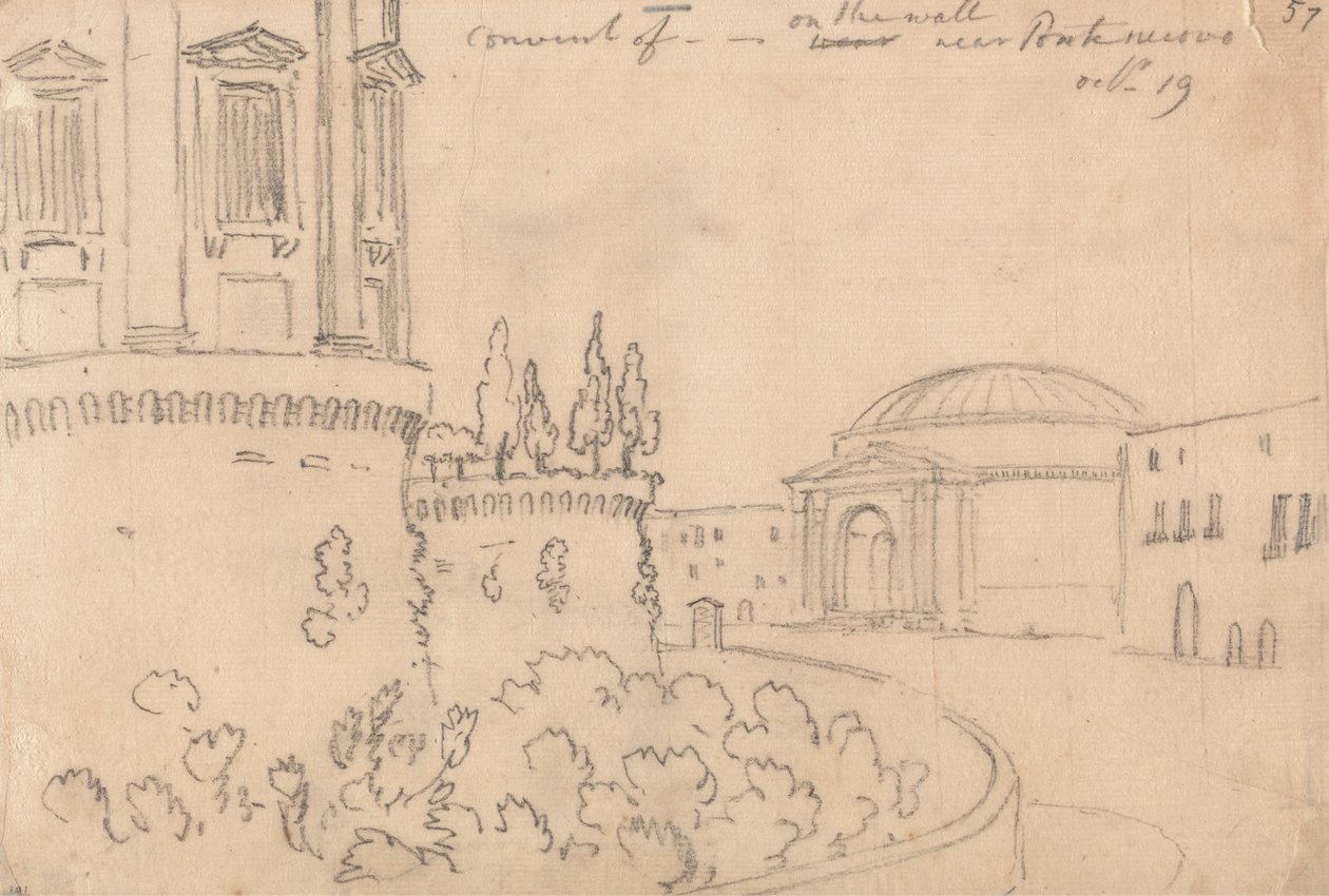 Ponte Nuovo yakınlarındaki manastır, 19 Ekim by John Robert Cozens