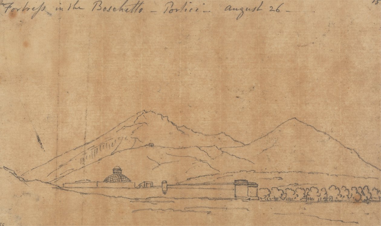 Boschetto'daki kale, Portici, 26 Ağustos by John Robert Cozens