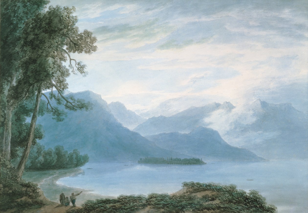 Isola Bella, Maggiore Gölü (kağıt üzerine suluboya) by John Robert Cozens