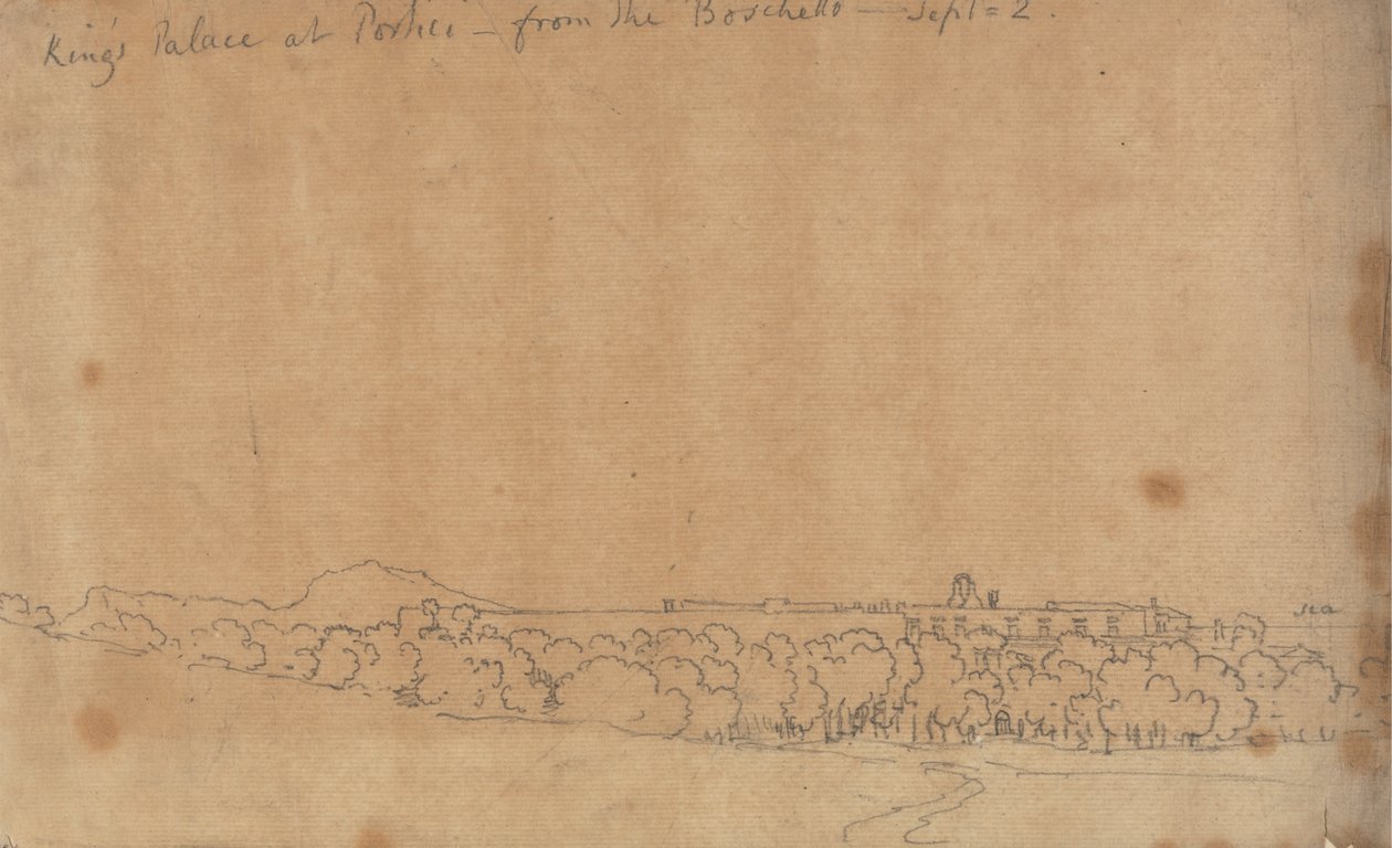 Boschetto'dan Portici'deki Kral Sarayı, 2 Eylül by John Robert Cozens