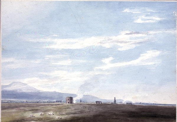 Roma yakınlarındaki Campagna'daki Mezar Kalıntıları, yaklaşık 1783 (kağıt üzerine kurşun kalem üzerine suluboya) by John Robert Cozens