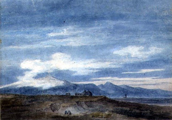 Valetri ve Terracina arasındaki Pontine Bataklıkları sınırındaki Çoban Kulübesi (kağıt üzerine suluboya) by John Robert Cozens