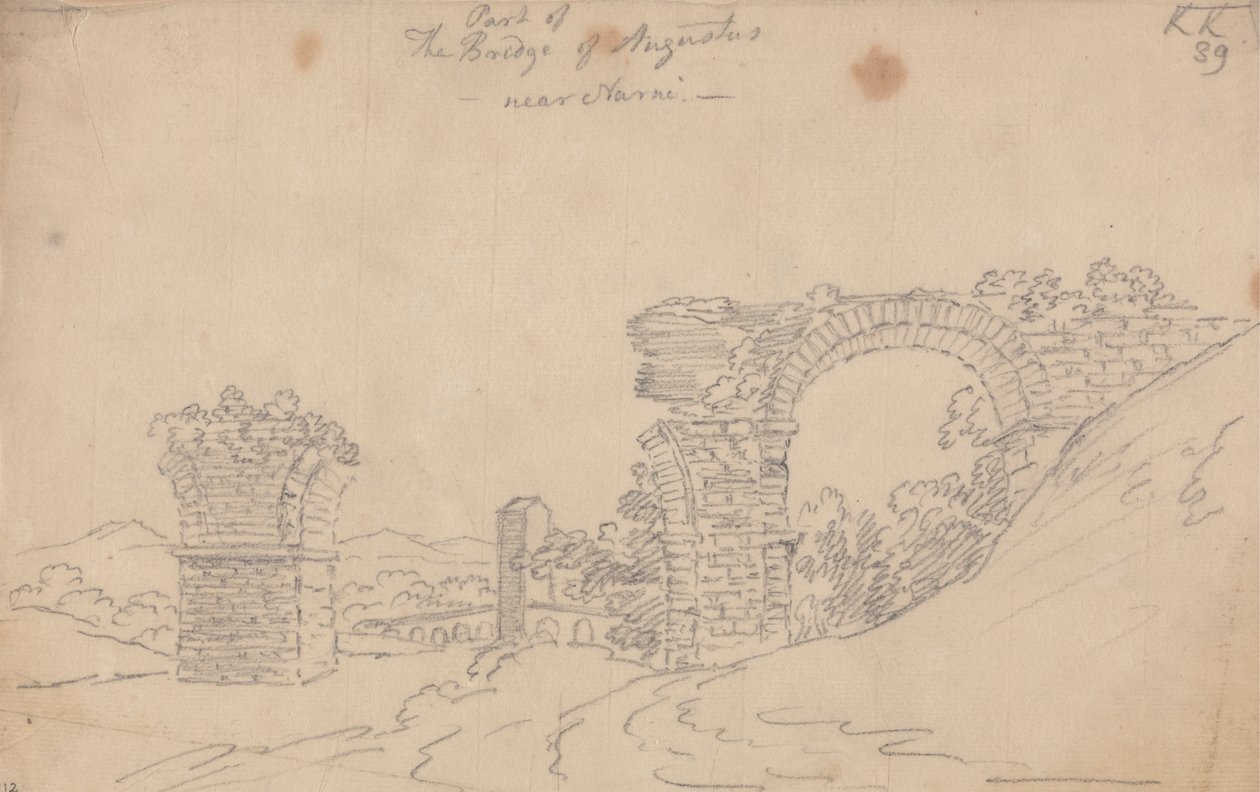 Narni yakınlarındaki Augustus Köprüsü by John Robert Cozens