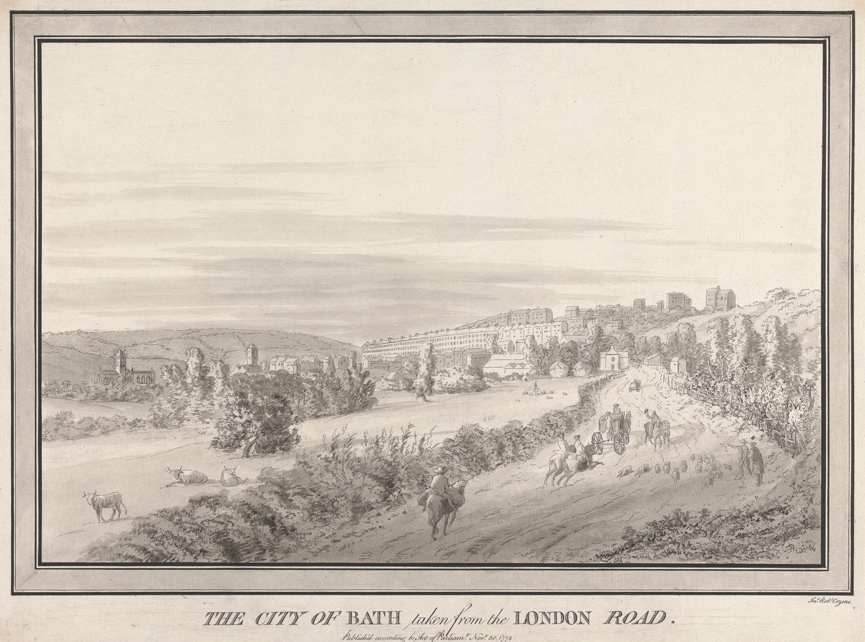 London Road'dan alınan Bath Şehri by John Robert Cozens