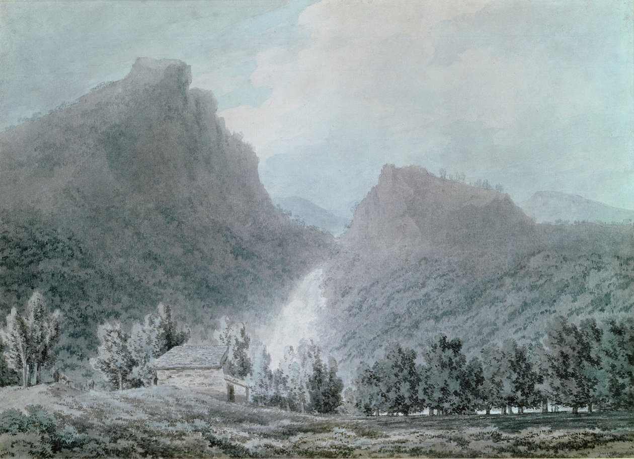 Lodore Şelalesi (kağıt üzerinde wc) by John Robert Cozens