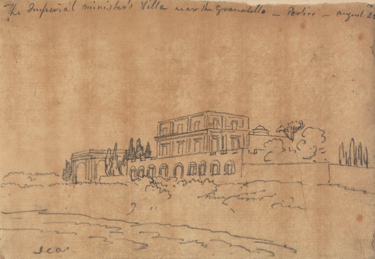 Granabello yakınlarındaki İmparatorluk Bakanı'nın Köşkü, Portici, 28 Ağustos by John Robert Cozens