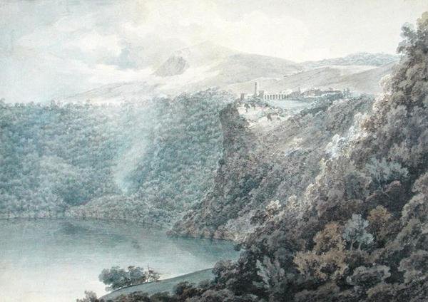 Nemi Gölü ve Kasabası by John Robert Cozens