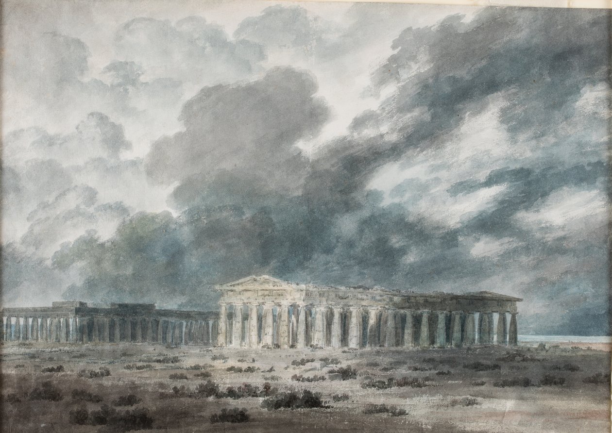 Paestum#39;daki İki Büyük Tapınak by John Robert Cozens