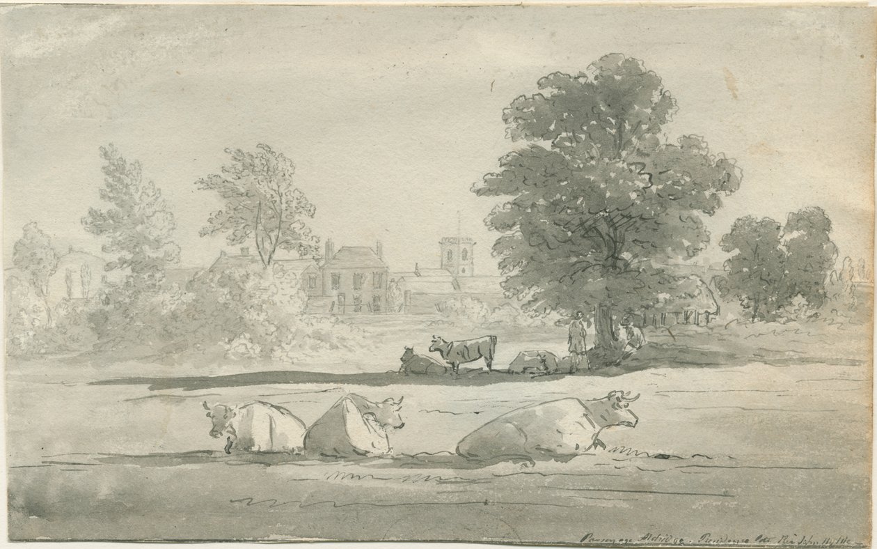 Aldridge - papaz evi: kalem ve yıkama çizimi, nd [19. yüzyıl] by John Robert Fernyhough