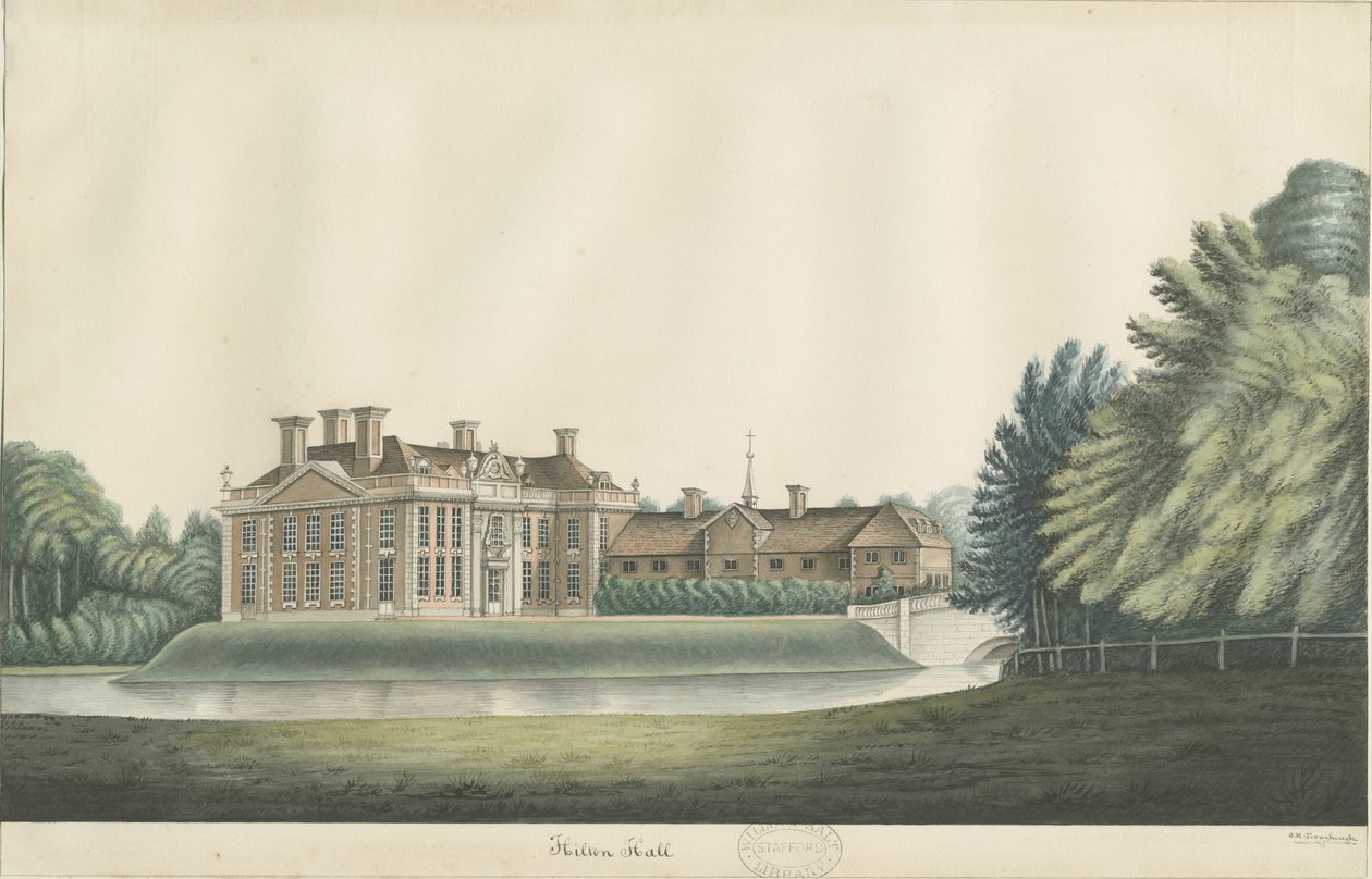 Hilton Hall: suluboya resim, nd [19. yüzyıl] by John Robert Fernyhough