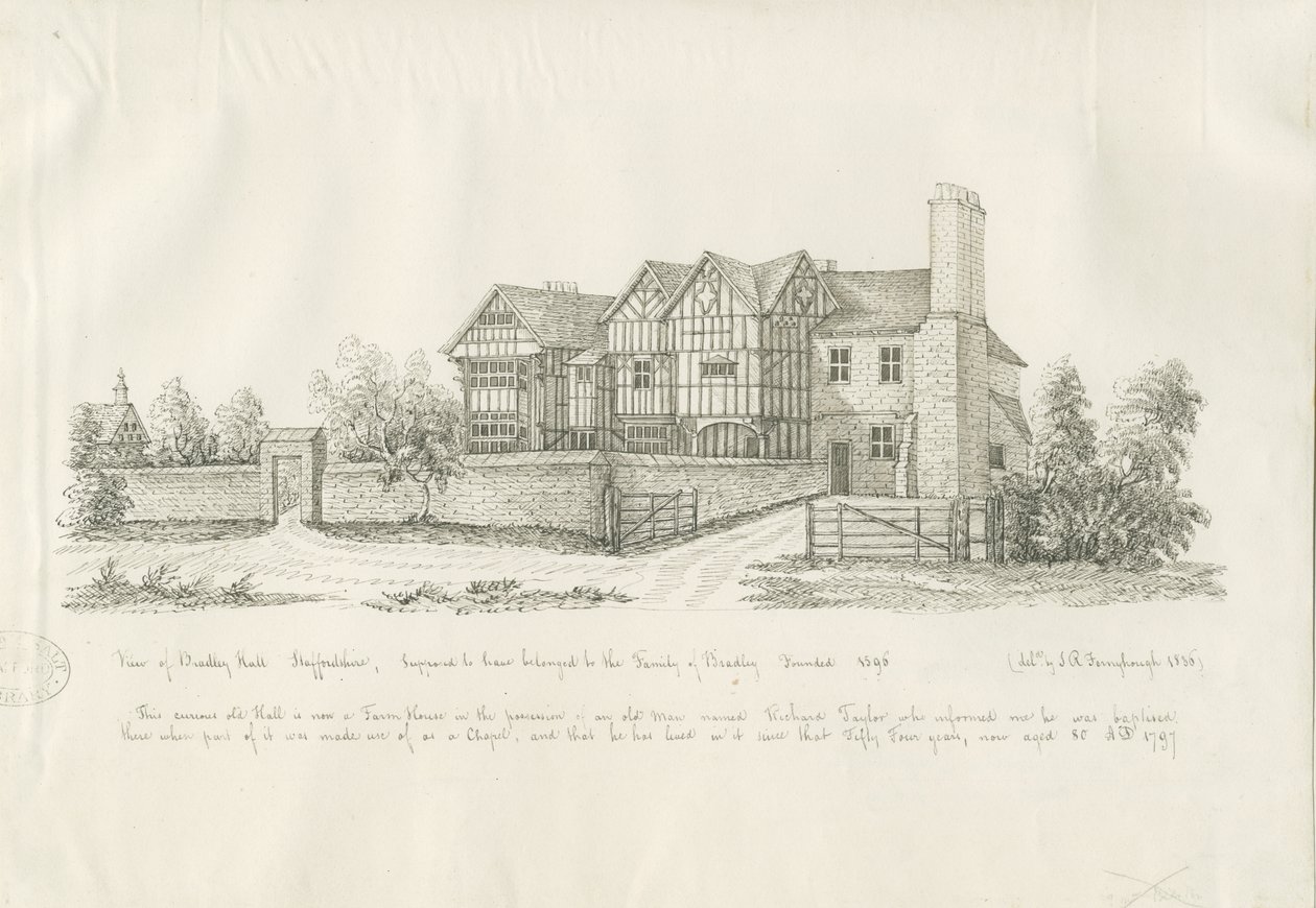 Kingswinford - Bradley Hall: kalem ve mürekkeple çizim by John Robert Fernyhough