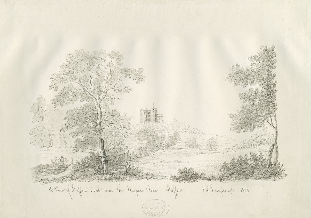 Stafford Kalesi - Newport Yolu yakınında: kalem ve mürekkeple çizim by John Robert Fernyhough