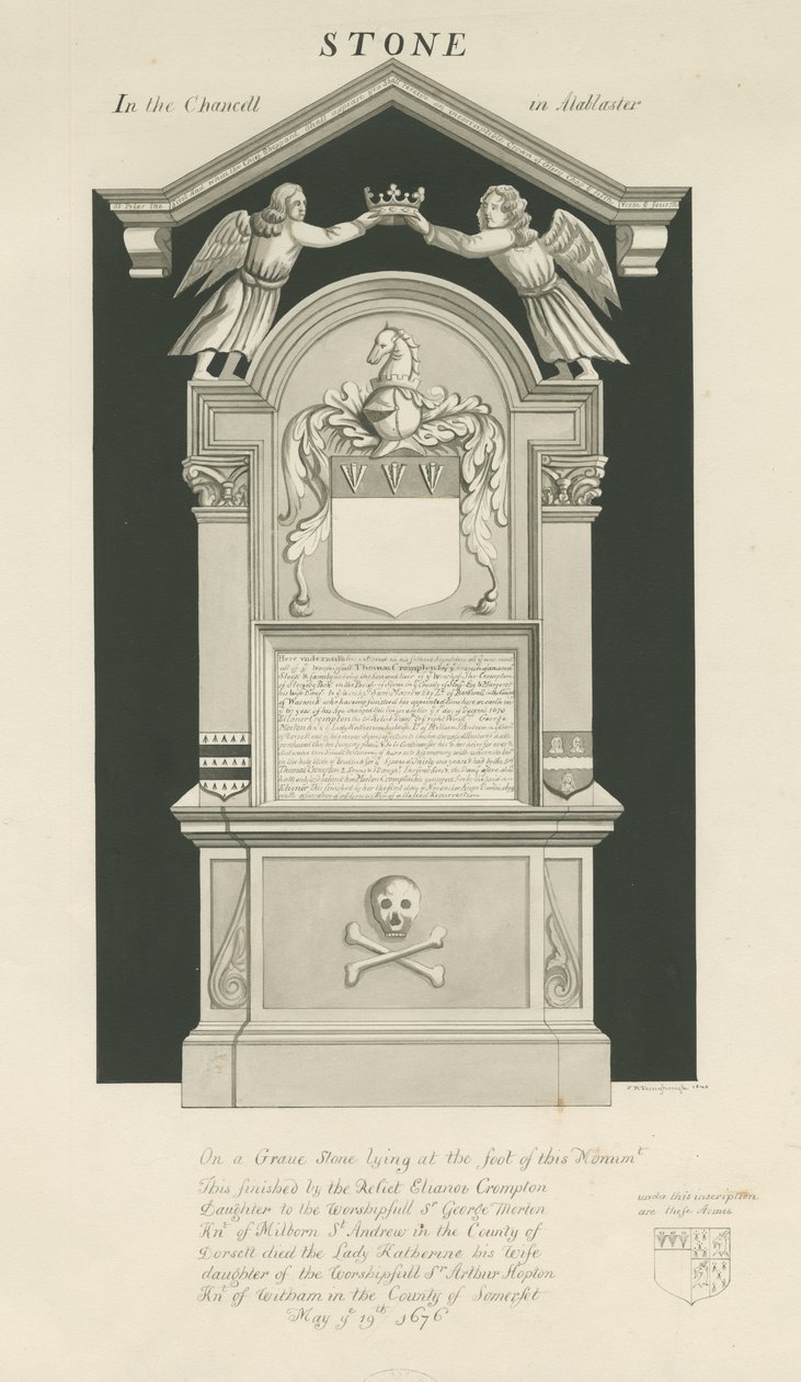 Taş - Thomas Crompton Mezarı: sepya çizimi by John Robert Fernyhough