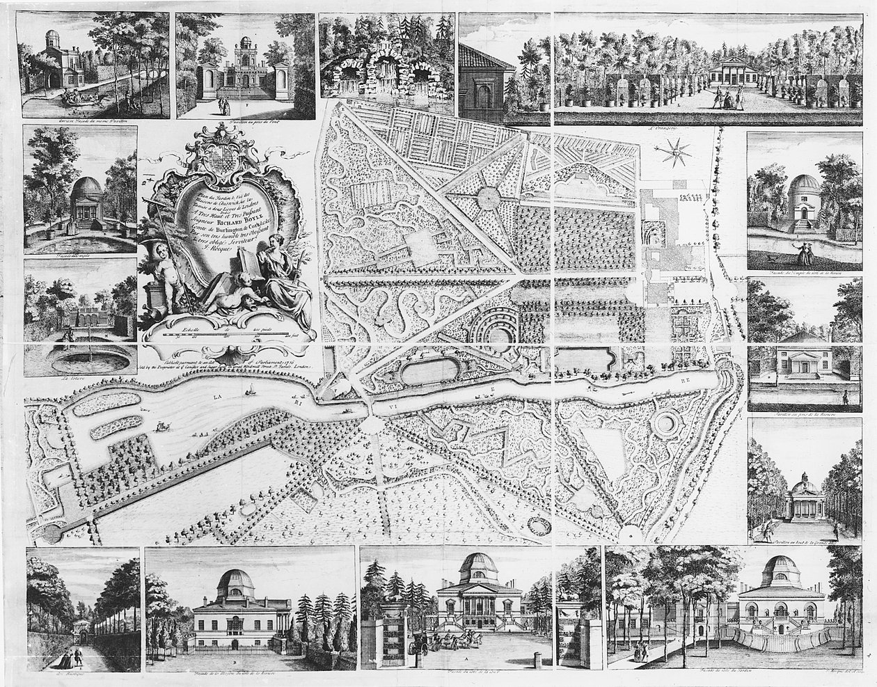 Chiswick Evi, 1736 Chiswick planından by John Rocque