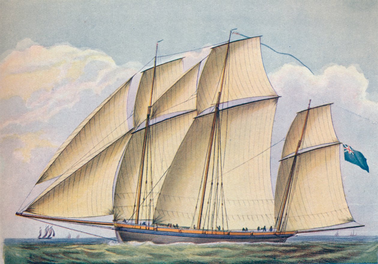 Silahlı Lugger, Tüm Yelken Seti ile Yakın Çekilmiş, 1825 by John Rogers