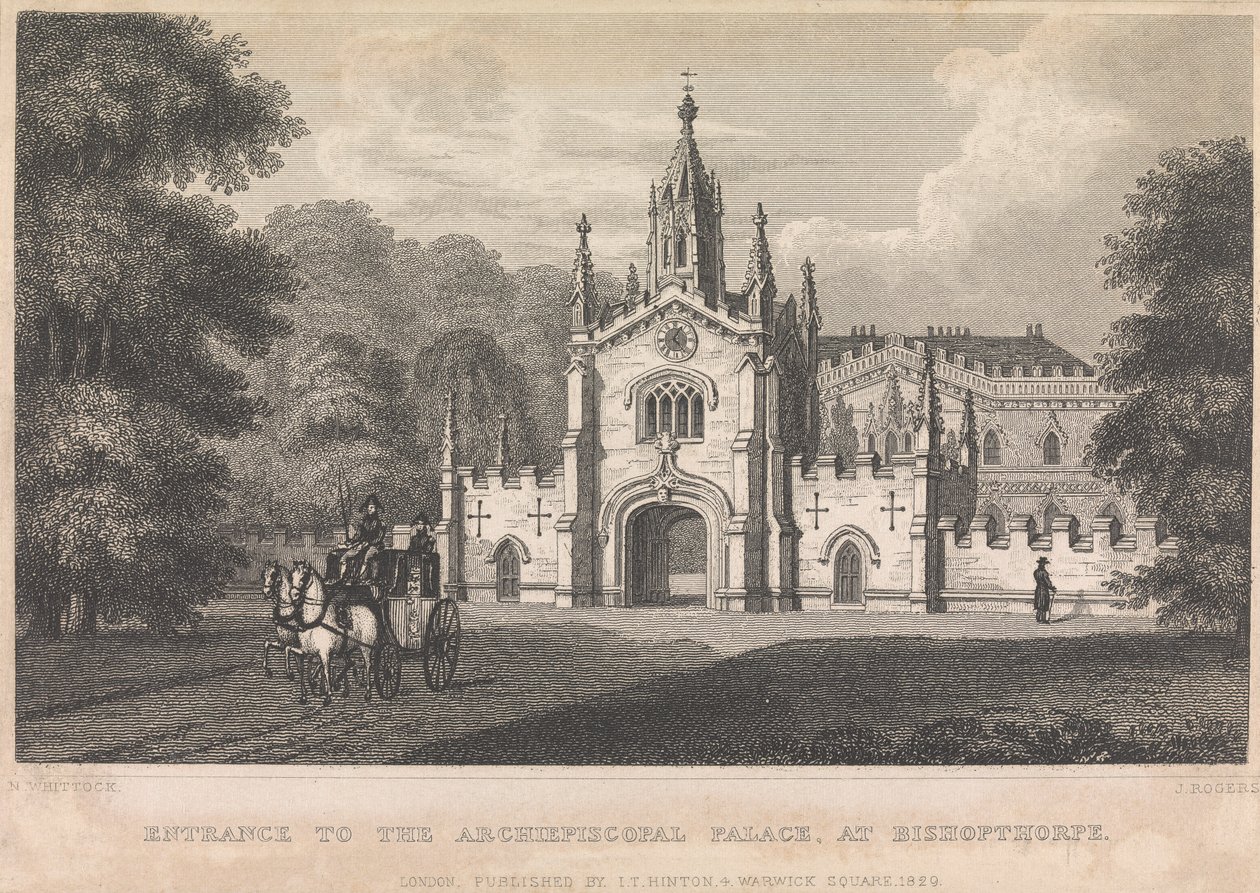 Bishopthorpe'daki Archiepiscopal Sarayı'na giriş (IT Hinton tarafından yayınlandı); sayfa 34 (Birinci Cilt) by John Rogers