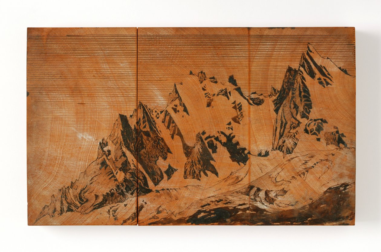 Aiguille Du Midi, Fransa (ahşap üzerine kalem, mürekkep ve sulu boya) by John Ruskin