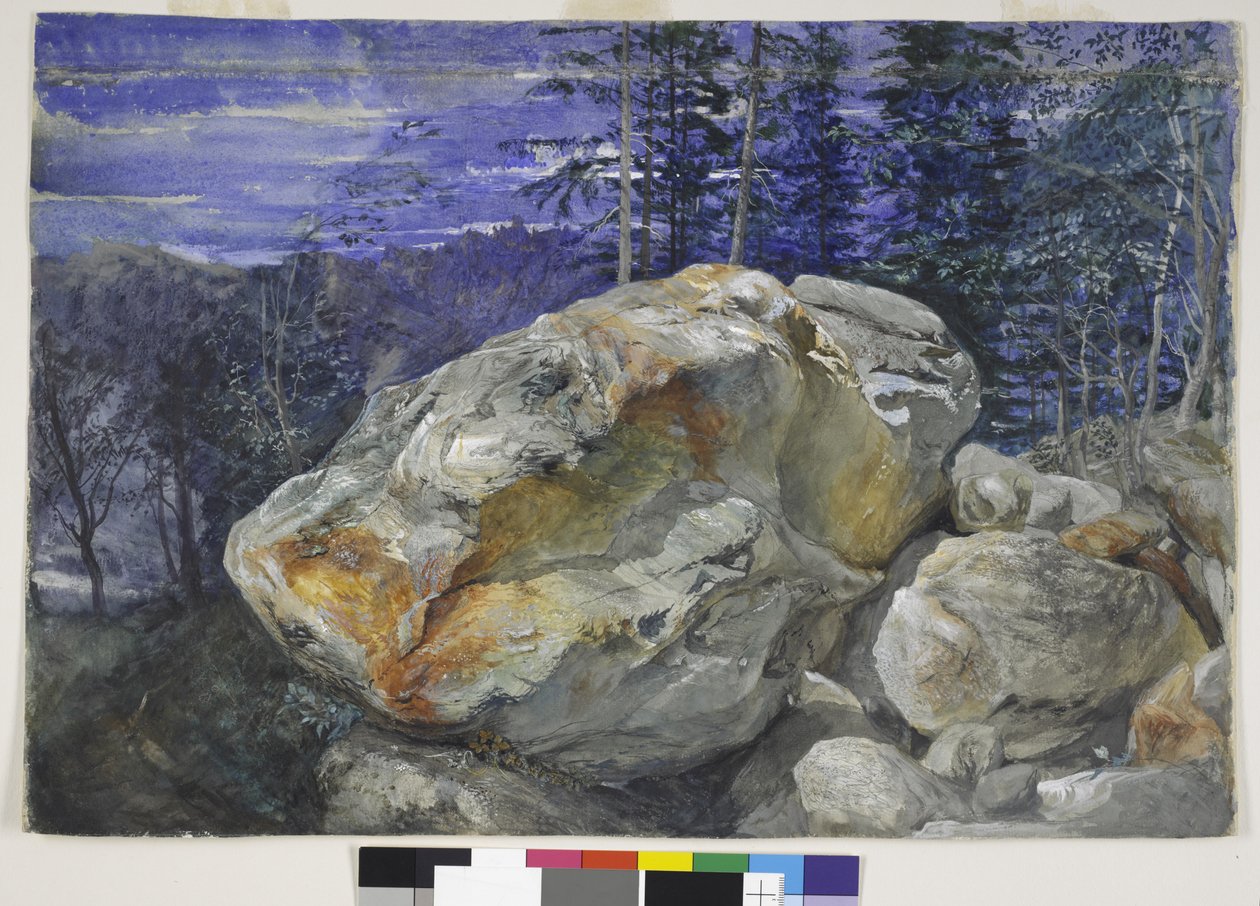 Alplerden bir parça, c.1854-56 (kağıt üzerine kalem üzerine wc ve guaj boya) by John Ruskin