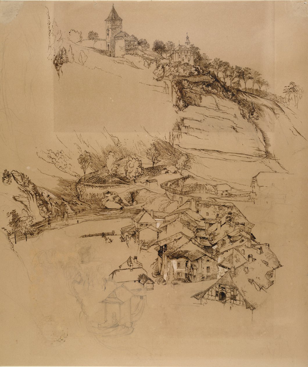 Fribourg, İsviçre: Kalem taslağı, Temmuz veya Ağustos - Eylül 1856 by John Ruskin