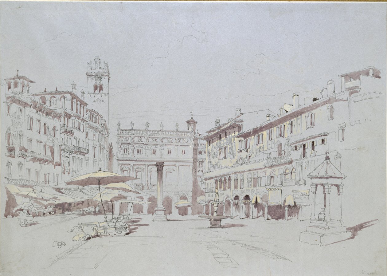 Piazza delle Erbe Detay Çalışması, Verona, 19 Mayıs 1841 by John Ruskin