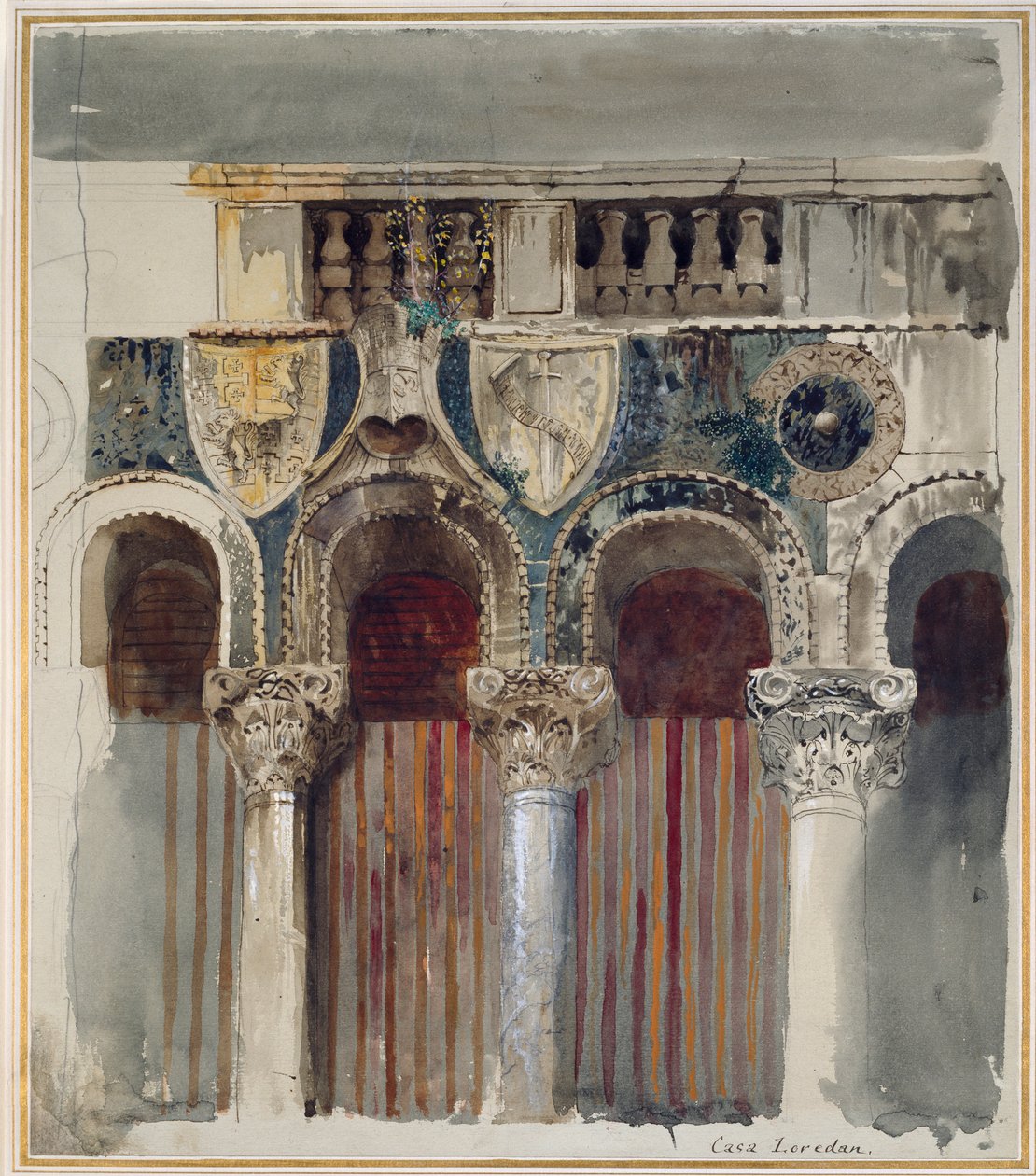 Casa Loredan Önündeki Mermer Kakma Çalışması, Venedik, Eylül-Ekim 1845 by John Ruskin