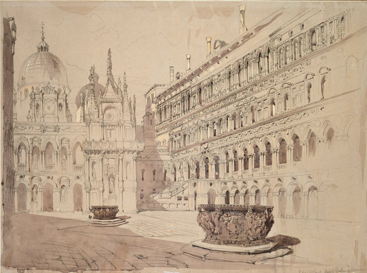 Ducal Sarayı Mahkemesi, Venedik, Mayıs 1841 by John Ruskin