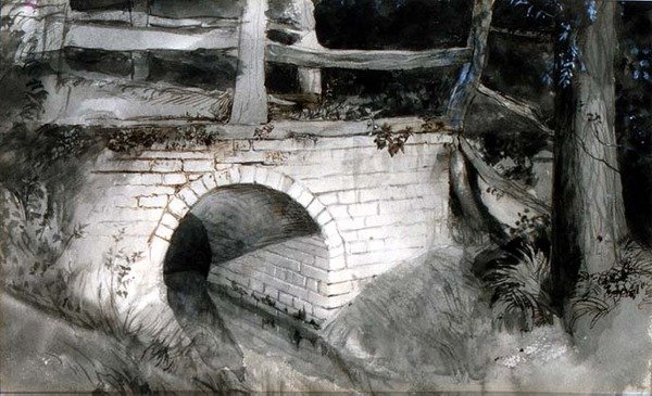 Küçük Tuğla Köprü (kağıt üzerinde yıkamalı mürekkep) by John Ruskin