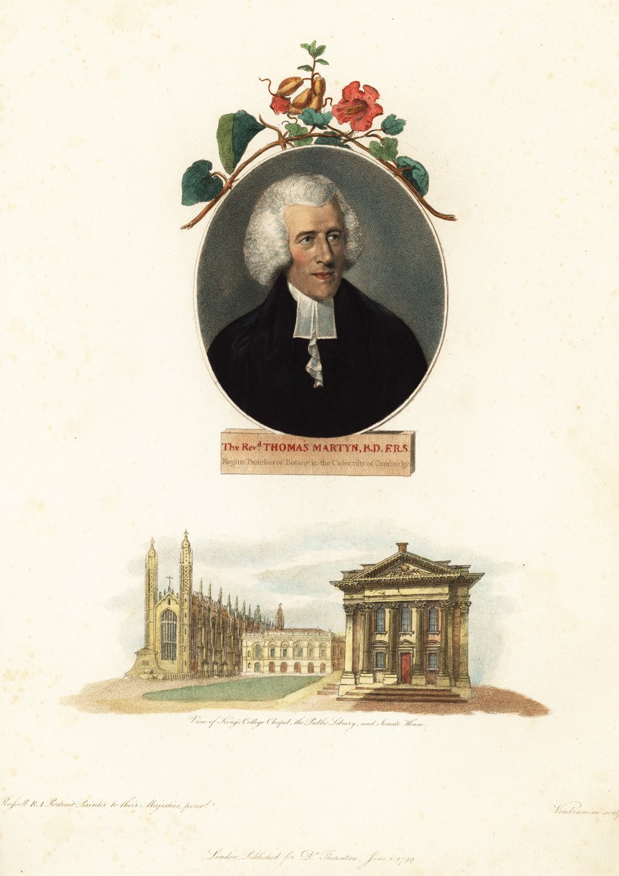 Thomas Martyn, Botanik Profesörü, Cambridge Üniversitesi.1799 (gravür) by John Russel