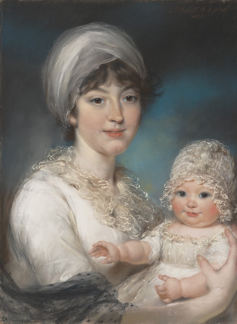 Bayan Robert Shurlock Henrietta Ann Jane Russell, 1775-1849 ve Kızı Ann, 1801. by John Russell
