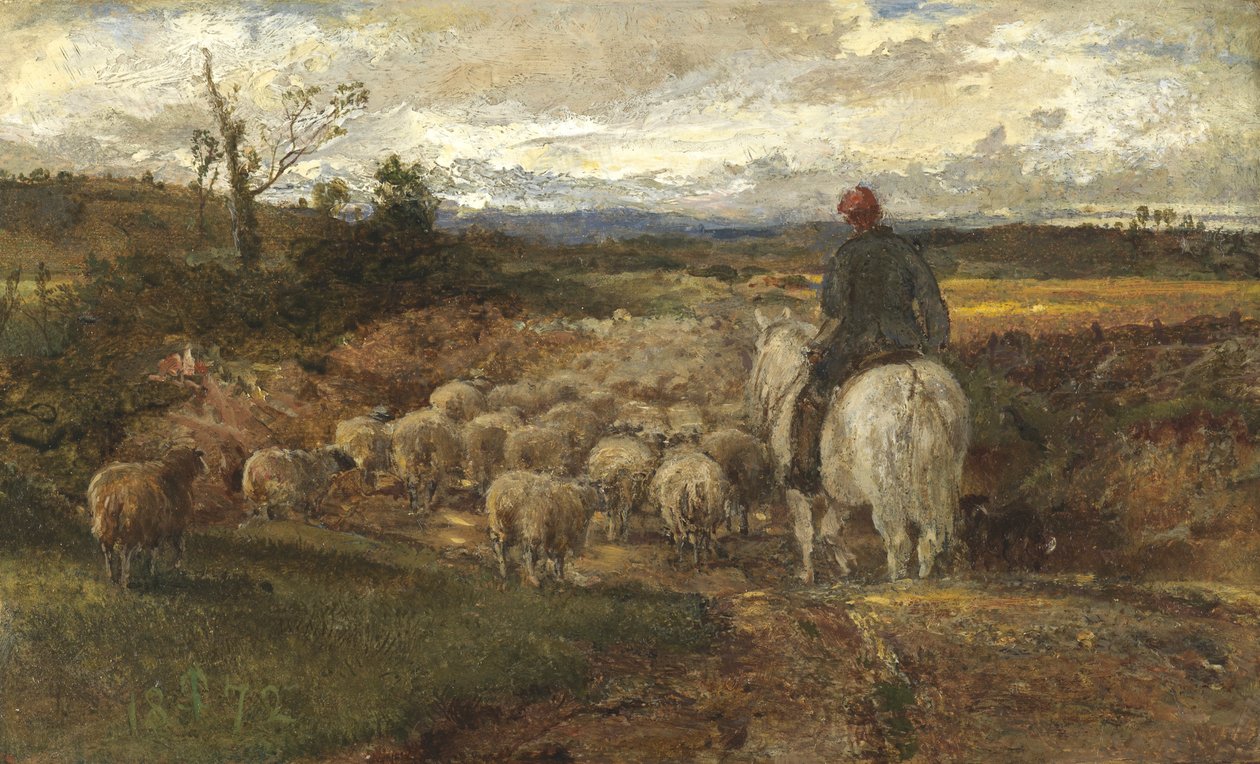 Bir Sussex Lane, 1872 (keten üzerine serilmiş kağıt üzerine yağlı boya) by John Samuel Raven
