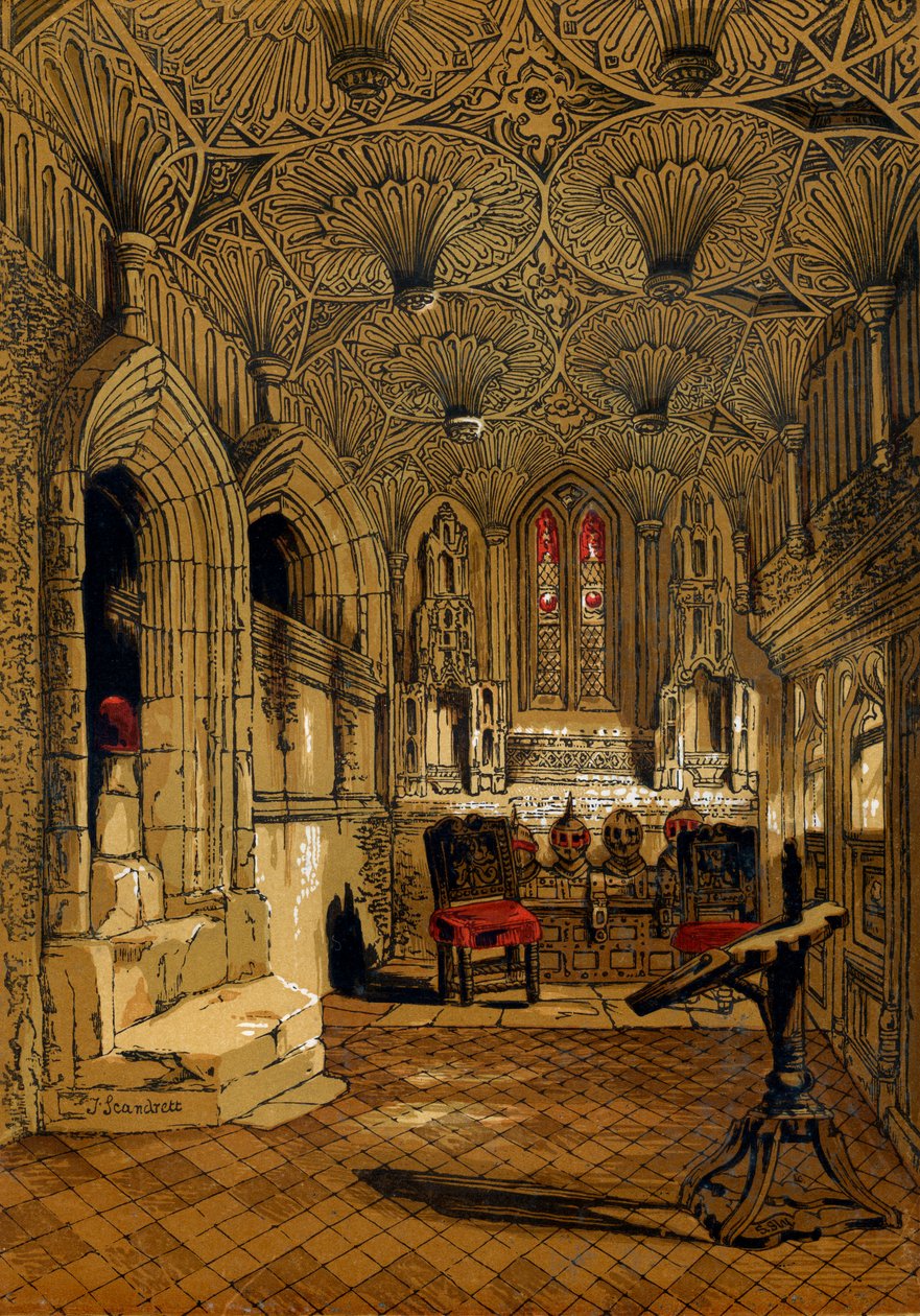 Chantry Şapeli, Beauchamp Şapeli Bitişik, Warwick, 1845. by John Scandrett Harford