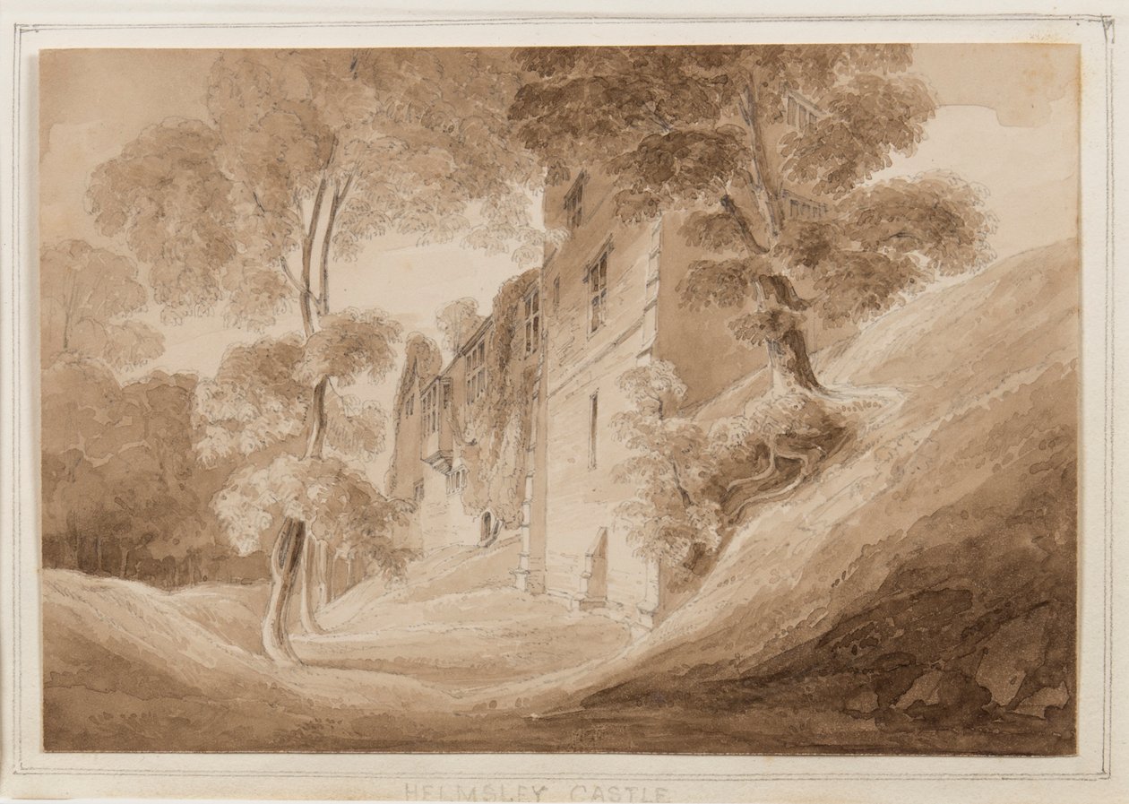 Helmsley Castle, Yorkshire, 25-27 Ekim 1824 (kağıt üzerine kurşun kalem, fırça ve sepya mürekkep) by John Scarlett Davis